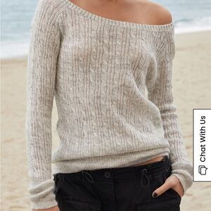 PacSun Off-Shoulder Gray Sweater - John Galt Silver Elissa Sweater